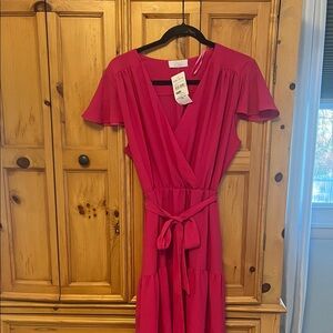 Chic Fuchsia Midi Dress